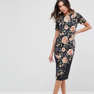 ASOS Wiggle Dress in Floral Embroidery Print, size 12